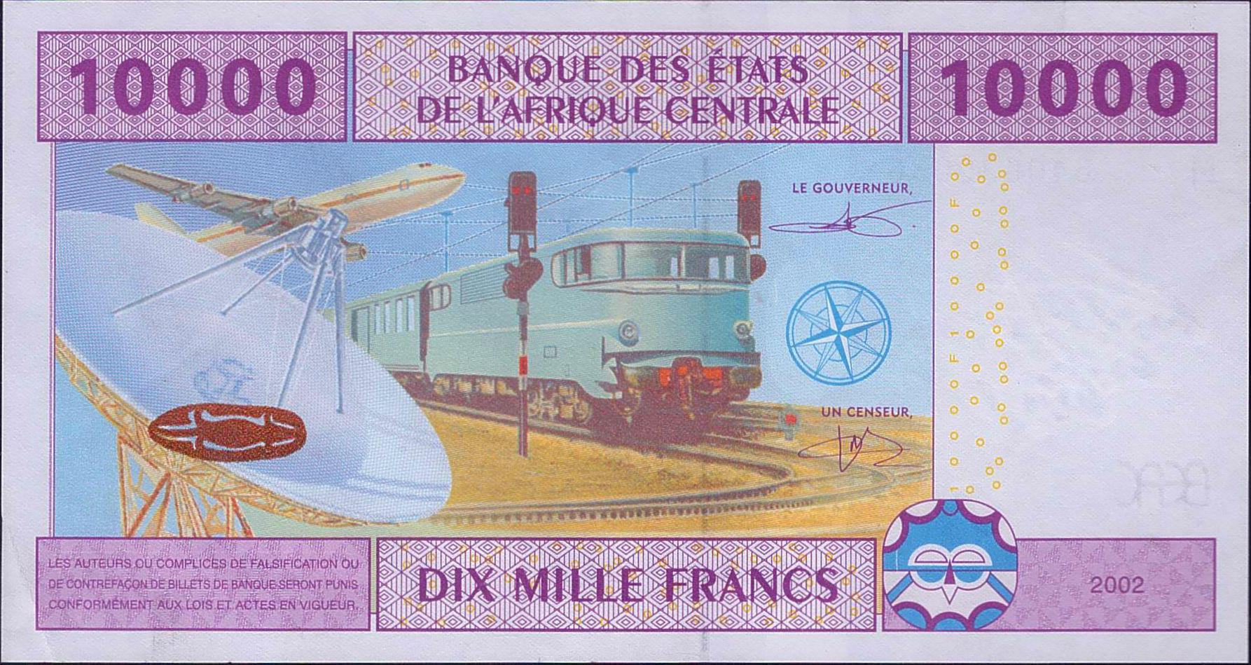 Central African Republic (C.A.S) 10000 2002 UNC P-310M/c
